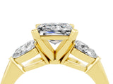 Yellow gold Three-Stone Princess Cut Moissanite Ring with Pear Side Stones and Four-Prong Setting_4