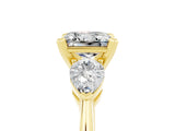 Yellow gold Three-Stone Princess Cut Moissanite Ring with Pear Side Stones and Four-Prong Setting_5