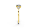 Yellow gold Three-Stone Princess Cut Moissanite Ring with Pear  Side Stones in Four-Prong Setting_14