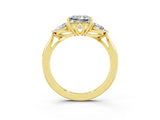 Yellow gold Three-Stone Princess Cut Moissanite Ring with Pear  Side Stones in Four-Prong Setting_15