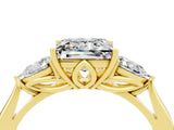 Yellow gold Three-Stone Princess Cut Moissanite Ring with Pear  Side Stones in Four-Prong Setting_16