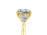 Yellow gold Three-Stone Princess Cut Moissanite Ring with Pear  Side Stones in Four-Prong Setting_17