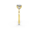 Yellow gold Three-Stone Princess Cut Moissanite Ring with Pear  Side Stones in Four-Prong Setting_38