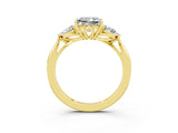 Yellow gold Three-Stone Princess Cut Moissanite Ring with Pear  Side Stones in Four-Prong Setting_39