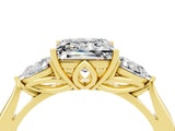 Yellow gold Three-Stone Princess Cut Moissanite Ring with Pear  Side Stones in Four-Prong Setting_40