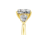 Yellow gold Three-Stone Princess Cut Moissanite Ring with Pear  Side Stones in Four-Prong Setting_41