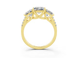 Yellow gold Three-Stone Princess Cut Moissanite Ring with Round  Pavé Band and Prong Setting_16