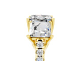 Yellow gold Three-Stone Princess Cut Moissanite Ring with Round  Pavé Band and Prong Setting_18