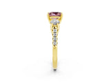Yellow gold Three-Stone Princess Cut Morganite Pavé Band with Four-Prong Setting_2