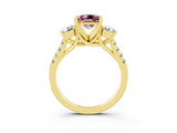 Yellow gold Three-Stone Princess Cut Morganite Pavé Band with Four-Prong Setting_3