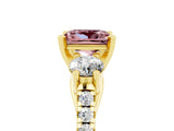 Yellow gold Three-Stone Princess Cut Morganite Pavé Band with Four-Prong Setting_5