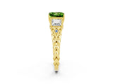 Yellow gold Three-Stone Princess Cut Peridot Braided Band Ring with Four-Prong Setting_14