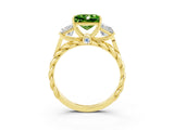 Yellow gold Three-Stone Princess Cut Peridot Braided Band Ring with Four-Prong Setting_15