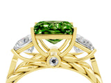Yellow gold Three-Stone Princess Cut Peridot Braided Band Ring with Four-Prong Setting_16