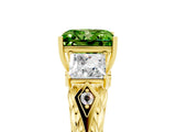 Yellow gold Three-Stone Princess Cut Peridot Braided Band Ring with Four-Prong Setting_17