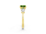 Yellow gold Three-Stone Princess Cut Peridot Ring with Pear Side Stones and Four-Prong Setting_2