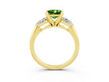 Yellow gold Three-Stone Princess Cut Peridot Ring with Pear Side Stones and Four-Prong Setting_3