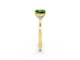 Yellow gold Three-Stone Princess Cut Peridot Ring with Pear  Side Stones in Four-Prong Setting_14