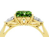 Yellow gold Three-Stone Princess Cut Peridot Ring with Pear  Side Stones in Four-Prong Setting_16