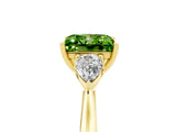 Yellow gold Three-Stone Princess Cut Peridot Ring with Pear  Side Stones in Four-Prong Setting_17