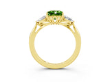 Yellow gold Three-Stone Princess Cut Peridot Ring with Pear  Side Stones in Four-Prong Setting_39
