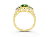 Yellow gold Three-Stone Princess Cut Peridot Ring with Round  Pavé Band and Prong Setting_15