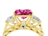 Yellow gold Three-Stone Princess Cut Pink Sapphire Braided Band Ring with Four-Prong Setting_40