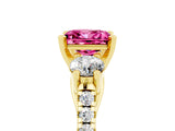 Yellow gold Three-Stone Princess Cut Pink Sapphire Pavé Band with Four-Prong Setting_29
