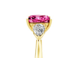 Yellow gold Three-Stone Princess Cut Pink Sapphire Ring with Pear  Side Stones in Four-Prong Setting_17