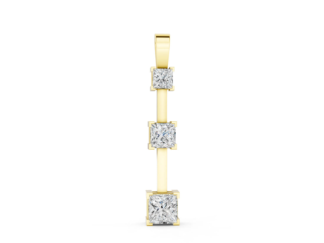 Yellow gold Three-Stone Princess Cut Prong Set Pendant_6