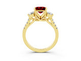 Yellow gold Three-Stone Princess Cut Ruby Pavé Band with Four-Prong Setting_3