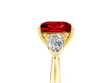 Yellow gold Three-Stone Princess Cut Ruby Ring with Pear  Side Stones in Four-Prong Setting_17