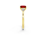 Yellow gold Three-Stone Princess Cut Ruby Ring with Pear  Side Stones in Four-Prong Setting_38