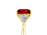 Yellow gold Three-Stone Princess Cut Ruby Ring with Pear  Side Stones in Four-Prong Setting_41