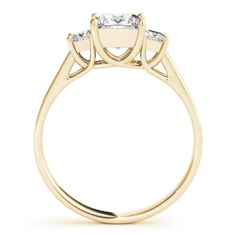Yellow gold Three-Stone Princess Cut Solitaire Engagement Ring with Prong Setting 2