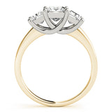 Yellow gold Three-Stone Princess Cut Solitaire Ring with Classic Prong Setting 2