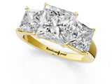 Yellow gold Three-Stone Princess Cut Solitaire Ring with Classic Prong Setting_4