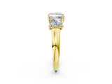 Yellow gold Three-Stone Princess Cut Solitaire Ring with Classic Prong Setting_5