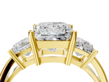 Yellow gold Three-Stone Princess Cut Solitaire Ring with Prong Setting_10