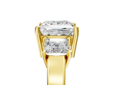 Yellow gold Three-Stone Princess Cut Solitaire Ring with Prong Setting_11