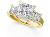 Yellow gold Three-Stone Princess Cut Solitaire Ring with Prong Setting_7