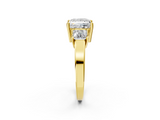 Yellow gold Three-Stone Princess Cut Solitaire Ring with Prong Setting_8