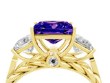 Yellow gold Three-Stone Princess Cut Tanzanite Braided Band Ring with Four-Prong Setting_16