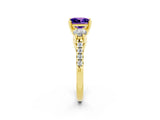 Yellow gold Three-Stone Princess Cut Tanzanite Pavé Band with Four-Prong Setting_2