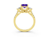 Yellow gold Three-Stone Princess Cut Tanzanite Pavé Band with Four-Prong Setting_3