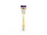 Yellow gold Three-Stone Princess Cut Tanzanite Ring with Pear Side Stones and Four-Prong Setting_2
