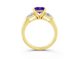 Yellow gold Three-Stone Princess Cut Tanzanite Ring with Pear Side Stones and Four-Prong Setting_3