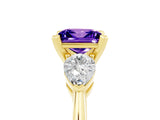 Yellow gold Three-Stone Princess Cut Tanzanite Ring with Pear Side Stones and Four-Prong Setting_5