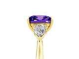 Yellow gold Three-Stone Princess Cut Tanzanite Ring with Pear  Side Stones in Four-Prong Setting_17