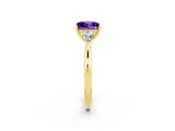 Yellow gold Three-Stone Princess Cut Tanzanite Ring with Pear  Side Stones in Four-Prong Setting_38